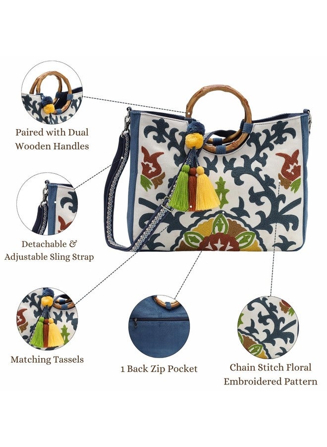 Anekaant Tribal Sutra Off White Canvas Embroidery Tote Bag for Women | Perfect for College & Everyday Carry - Image 4
